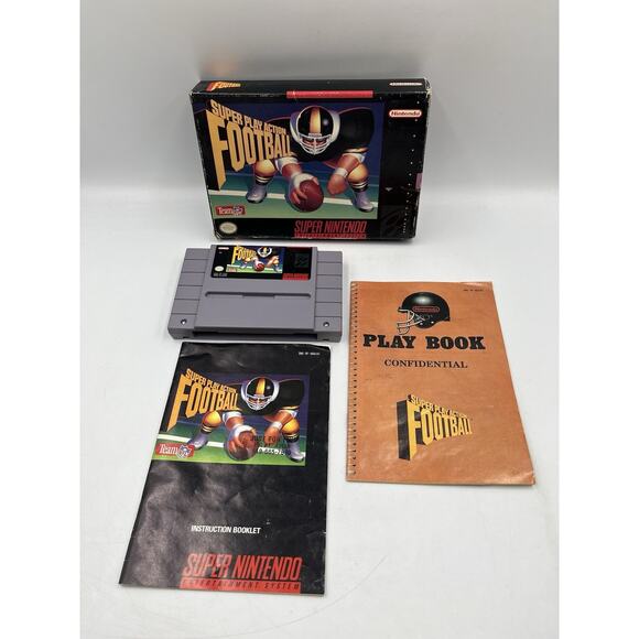Super Nintendo Super Play Action Football Complete w/ Manuals & Box - Picture 1 of 16